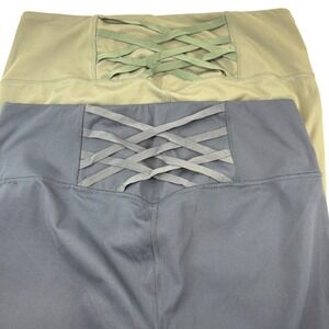 Lot of 2 Yogalicious Lux High Waist Leggings Women's XXL Blue Green Crossback